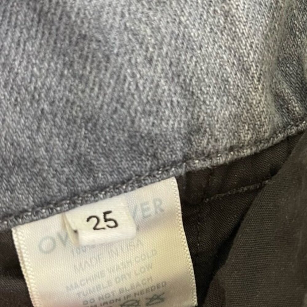 Overlover Jeans Size 25 Abbott Paperbag Waist Grey Denim Tapered Leg 30 Inseam - Picture 8 of 11
